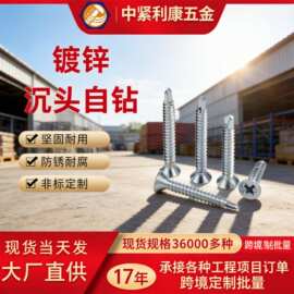 镀锌沉头十字钻尾螺丝DIN7504P 平头十字燕尾钉ST4.2-ST4.8螺丝钉