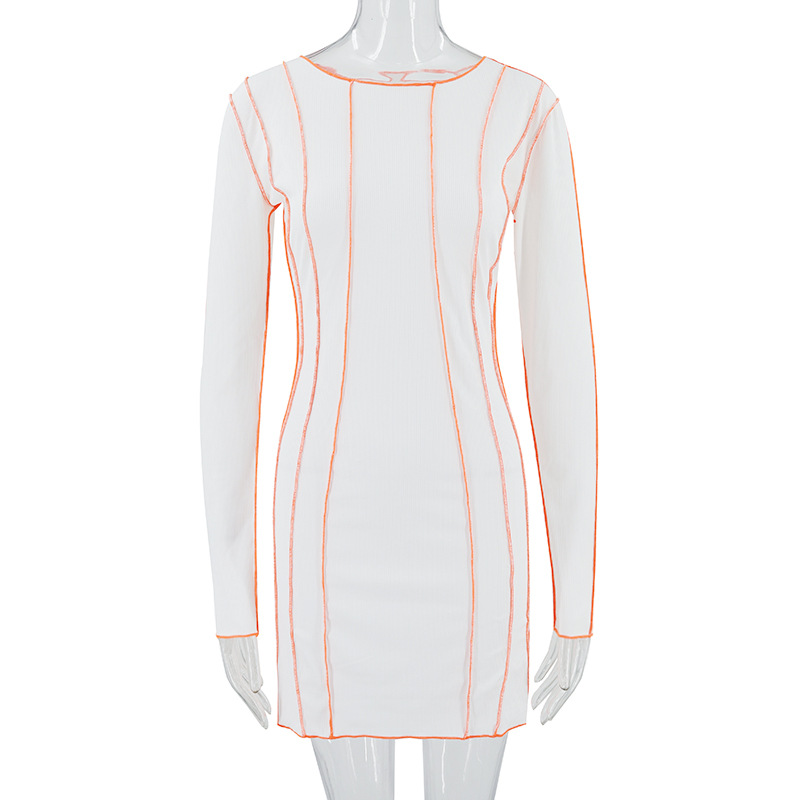 Vestido de cuello redondo acanalado con dobladillo invertido, éxito de ventas en Europa y América para otoño e invierno, ropa de mujer para comercio exterior en Amazon, venta al por mayor, dropshipping. image 7