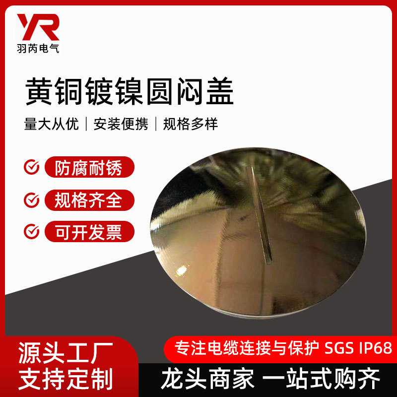 黄铜镀镍圆闷盖 高品质闷盖M20 M32堵头接头环保防水螺纹防锈