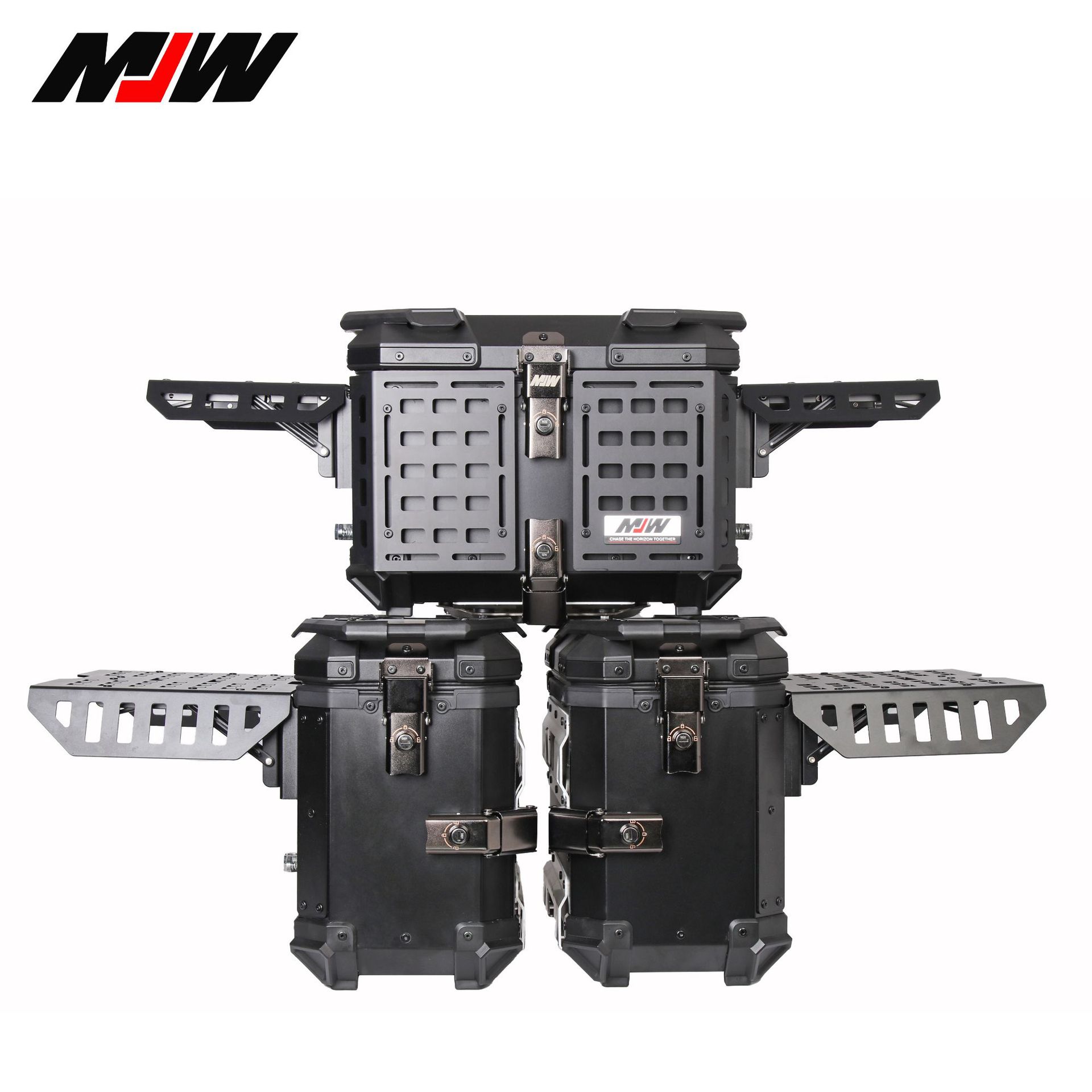 Blindado multifuncional de aleación de aluminio negro tres cajas de motocicleta cajas laterales scooter coche eléctrico ternero maletero