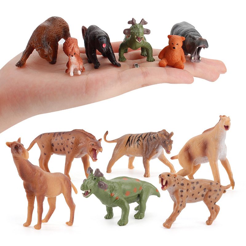 Mini simulación de animales del bosque girafa tigre león granja animales gallo vaca perro juguetes