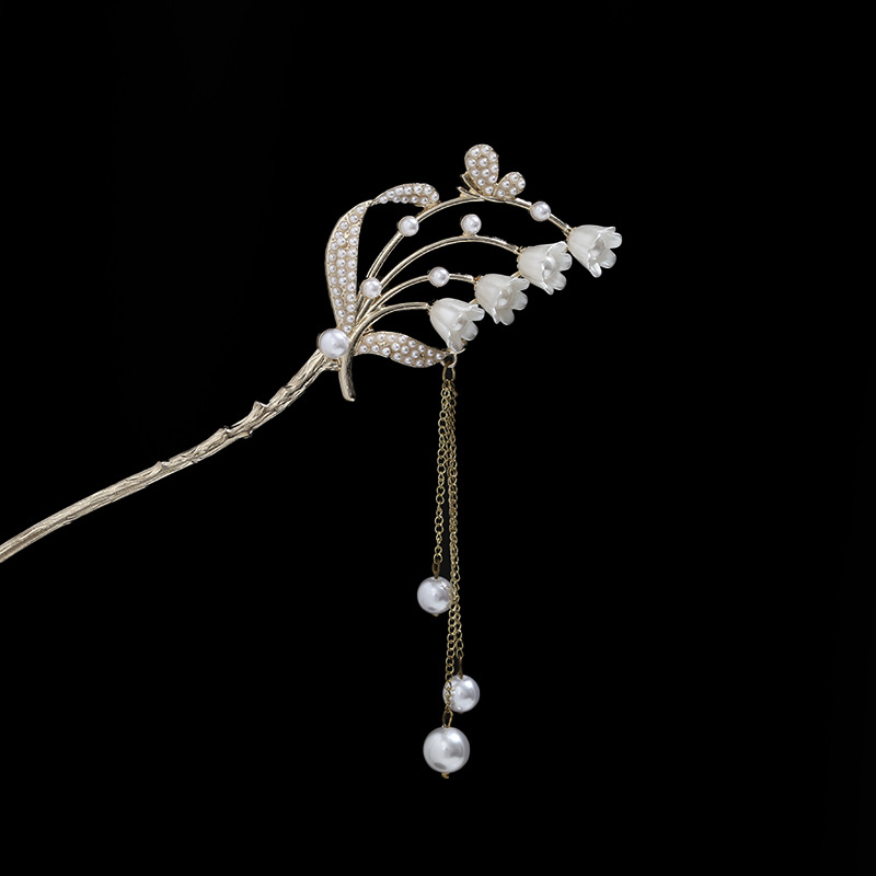 Rosa azul y blanco rhinestone flor horquilla mujeres de alto grado paso sacudida borla rizador de pelo horquilla estilo antiguo hanfu accesorios para el cabello otoño