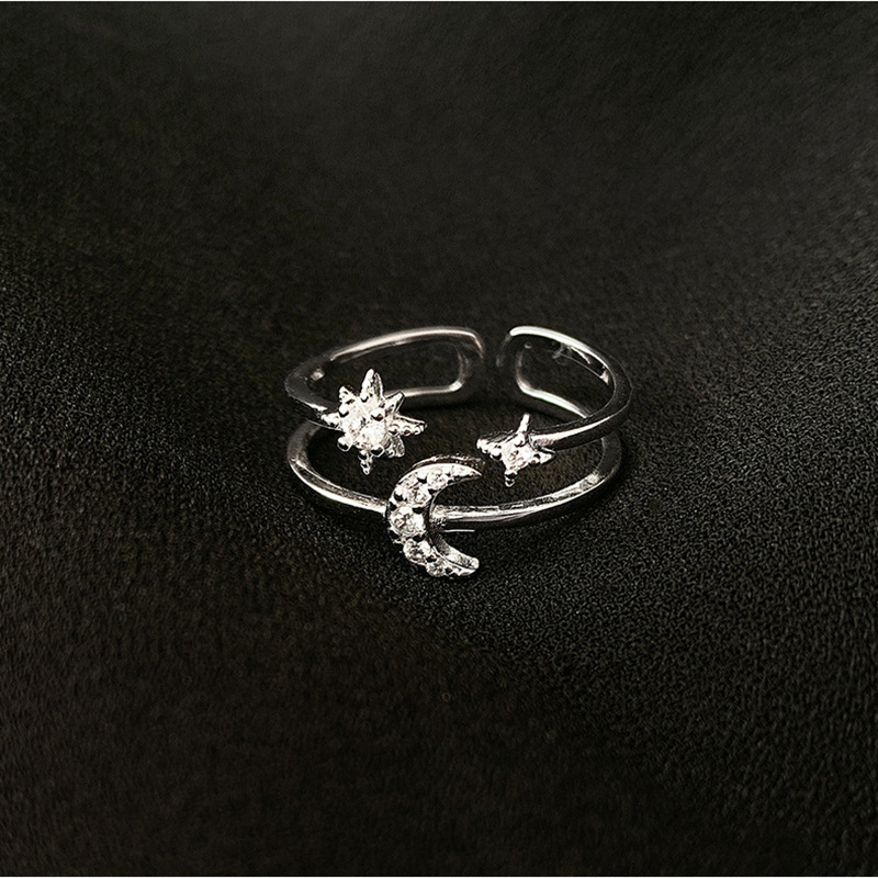 Korean Version Of The Flashing Diamond Star And Moon Opening Ring display picture 4