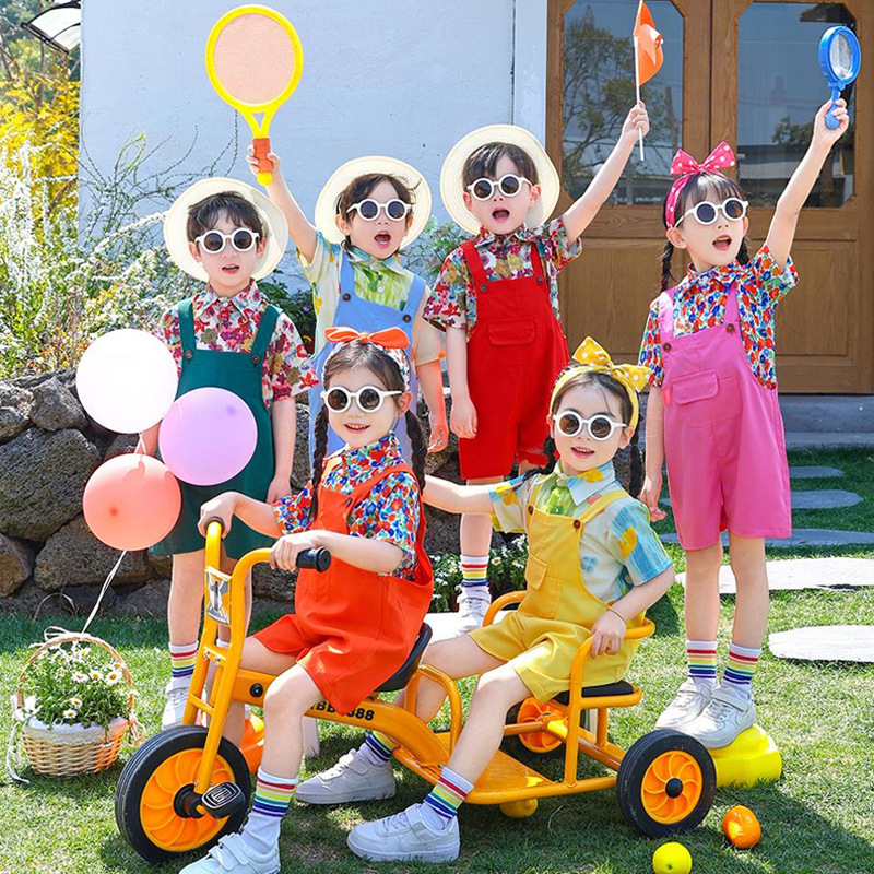 Children's Performance Costumes for Primary School Students, Chorus, Cheerleading, Dance Performance Costumes, Overalls, Kindergarten Graduation Costumes