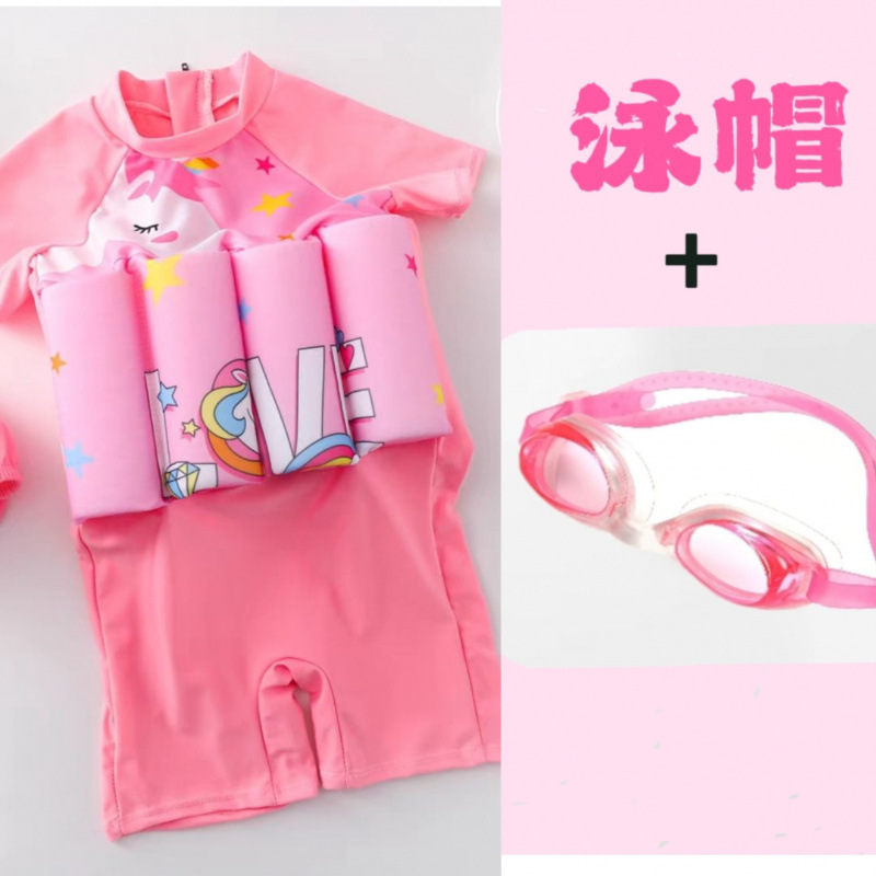 핑크 부력 포니 + 수영 모자 + 수영 고글