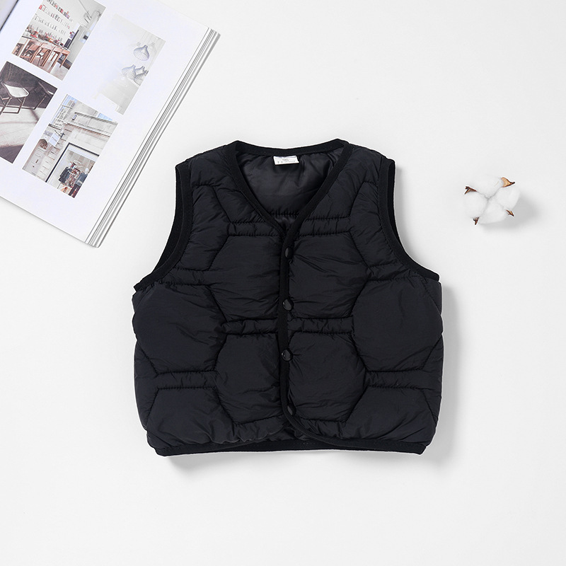 Chaleco infantil de algodón con forma de diamante para otoño e invierno, estilo coreano, ropa interior y exterior cálida para niños y niñas, niños pequeños y niños pequeños.