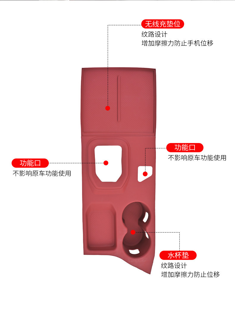 Suitable for Chery Jetour Dasheng Center Console Silicone Protective Mat, Wireless Charging Interior Gear Shift Anti-Slip Mat Modification Accessories