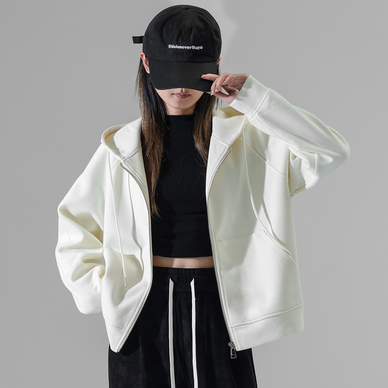 Cream-Colored Short Zip-Up Hoodie for Women, Spring and Autumn 2026 New Fashion Cardigan Short Hooded Jacket Cream-Colored Short Zip-Up Hoodie for Women, Spring and Autumn 2026 New Fashion Cardigan Short Hooded Jacket