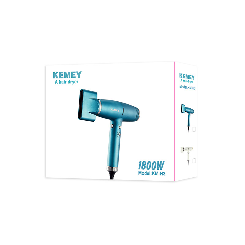 Kemei secador de pelo de alta gama KM-H3 cuidado del pelo de iones negativos Tipo T secador de pelo mudo de motor sin escobillas