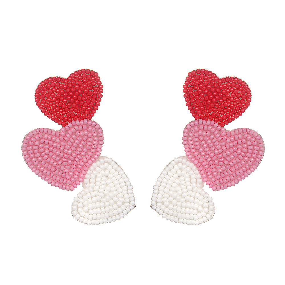 Holiday, Daily Occasion Glass Material 1 Pair Sweet Heart Shape Glass Ear Studs