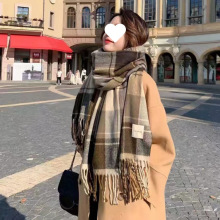 新款高级感格子围巾女冬季韩版披肩两用春秋加厚围脖男保暖潮批发