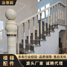 欧式轻奢大理石高端别墅自建房酒店会所阳台立柱铝艺楼梯扶手