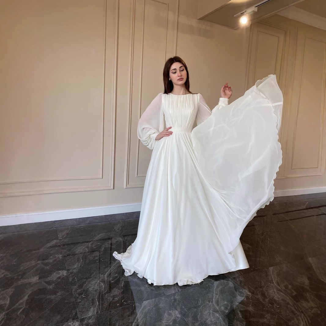 elegant long dress with sleeves A-line Classy Chiffon Evening La Divine CD0171 – Sparkly Gowns and elongates the figure A Line Strapless Long Sleeves