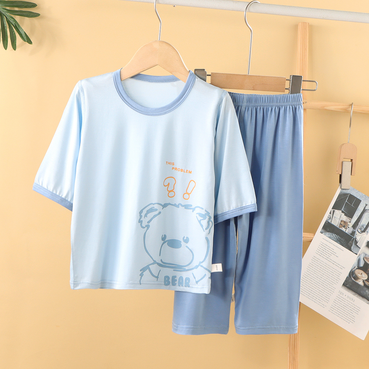 Tencel solid blue bear