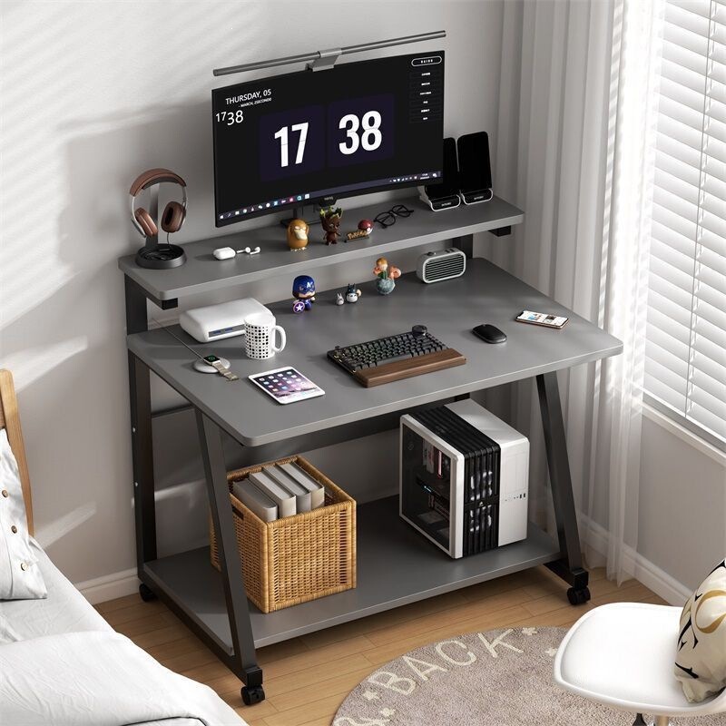 Simple Computer Desk for Bedroom, Small Apartment Desk with Wheels, Movable Computer Desk, Desktop Home Laptop Table Simple Computer Desk for Bedroom, Small Apartment Desk with Wheels, Movable Computer Desk, Desktop Home Laptop Table
