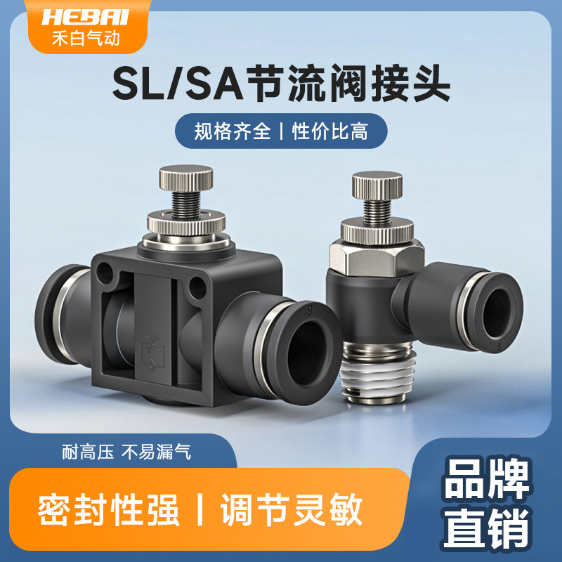 气动气缸快插接头速度调节阀SA节流阀SL06-M5/08-03/10-02调速阀