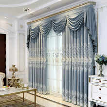 加厚现代中式高档雪尼尔绣花客厅窗帘成品卧室遮光窗帘布厂家直销