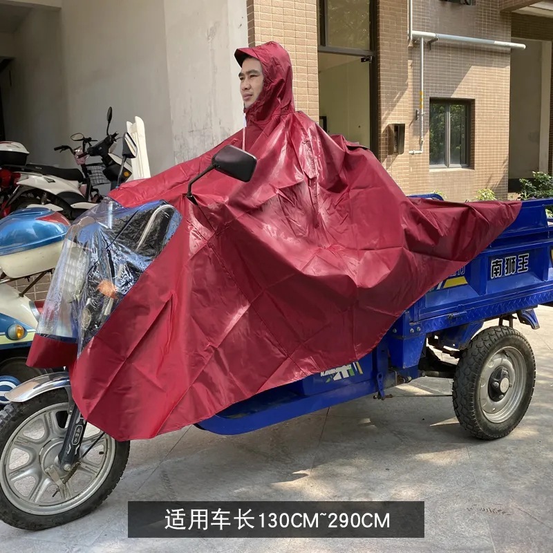高齢者用電動伸縮三輪車レインコート厚みのある特別なシングルとダブルの母子ロング防雨男性用レインポンチョ|undefined