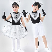 儿童猫咪演出服三只猫学猫叫波斯猫小猫咪舞蹈服装幼儿园动物表演