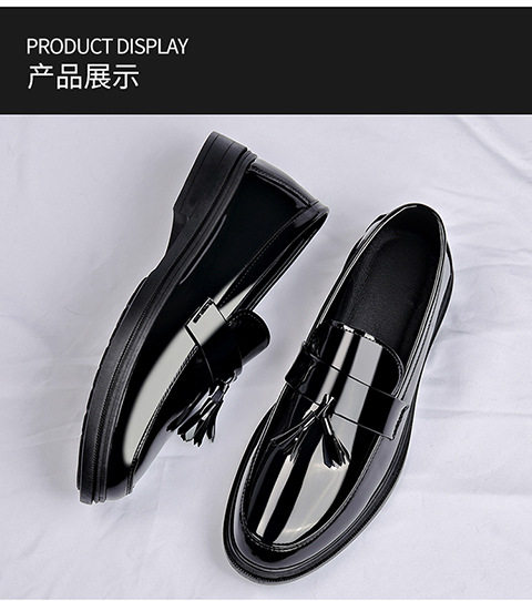 Giày da nam tráng gương kiểu lười tăng chiều cao, gót vuông 3–5 cm — BK-6 đen chi tiết 19