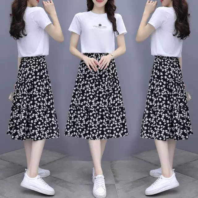 2022 новая летняя дикая футболка Юбка Юбка из двух частей