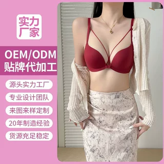 性感前扣内衣女幸同款隐形无痕小胸聚拢显大深V轻奢美背文胸罩棉