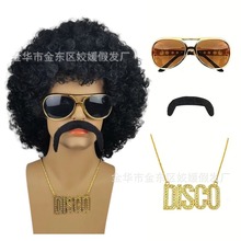 万圣节COS假发70s朋克重金属disco派对欧美男士嘻哈摇滚假发套装