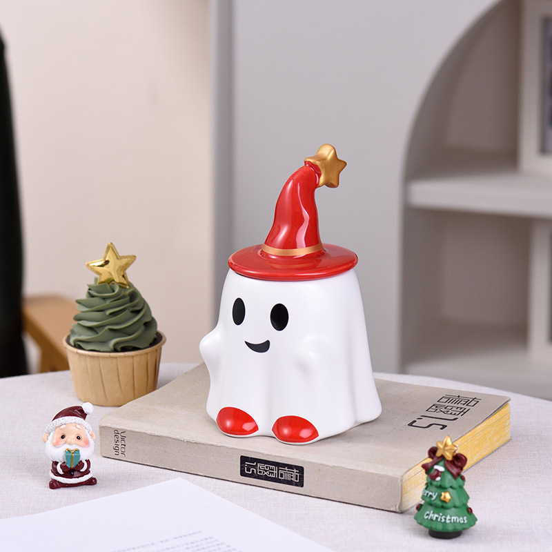 ハロウィーン水カップ幽霊マグカップクリエイティブ漫画陶磁器カップかわいい幽霊カップクリスマスマグカップ|undefined