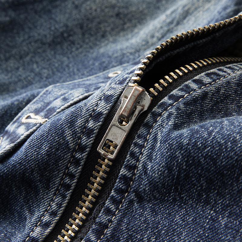 2024 primavera y otoño chaqueta de mezclilla sin cuello para hombre chaqueta de mezclilla voladora lavada nostálgica joven hermosa chaqueta de mezclilla