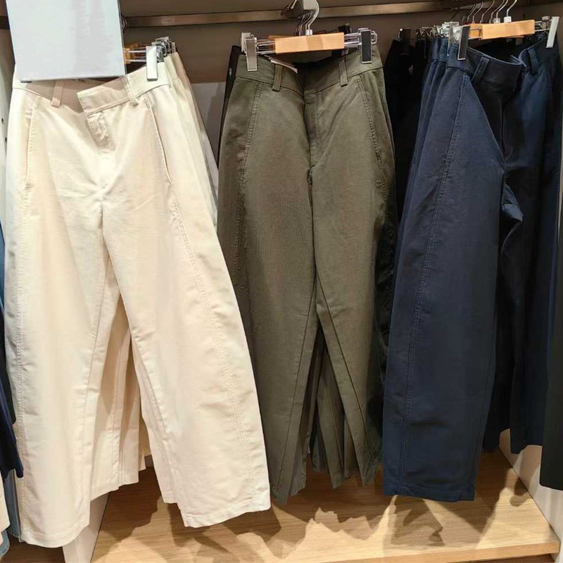 2025 Spring New Women's Knitted Profile Wide Leg Casual Pants Women's Loose Slim Wide Leg Pants 475344