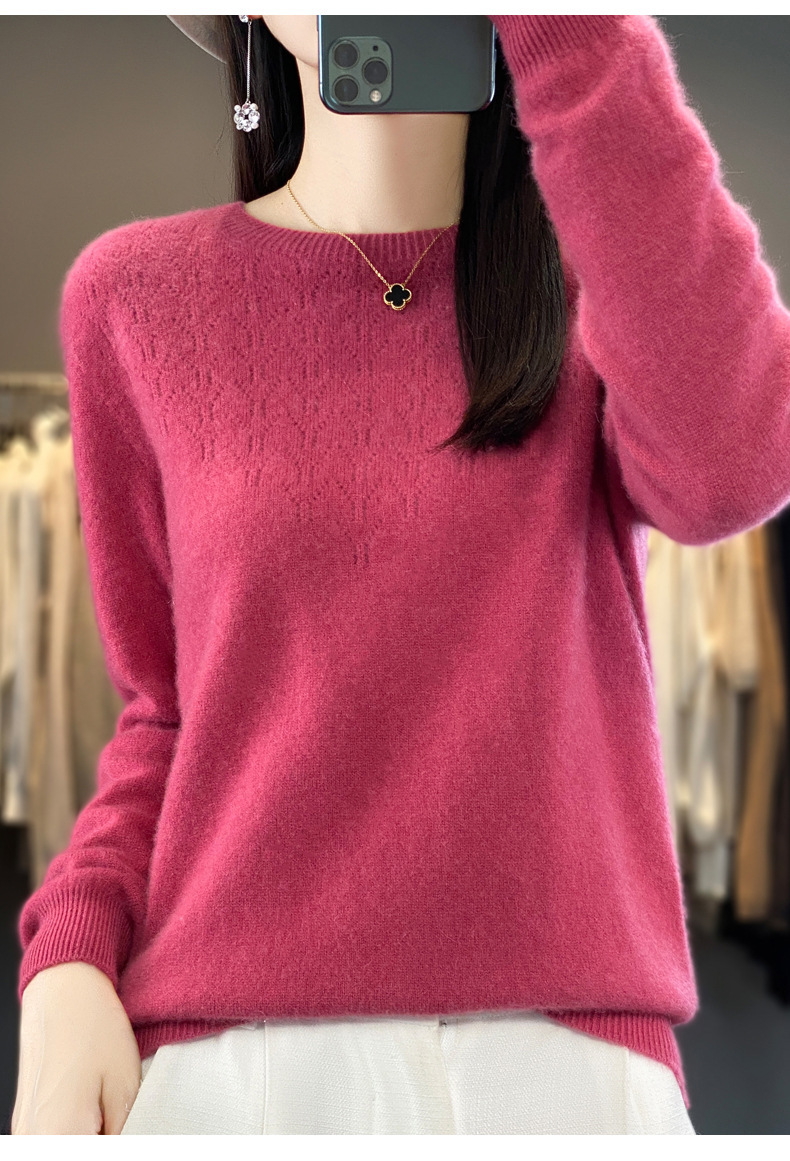 一线成衣羊毛衫女式秋冬圆领套头毛衣针织上衣宽松打底衫外穿保暖详情26