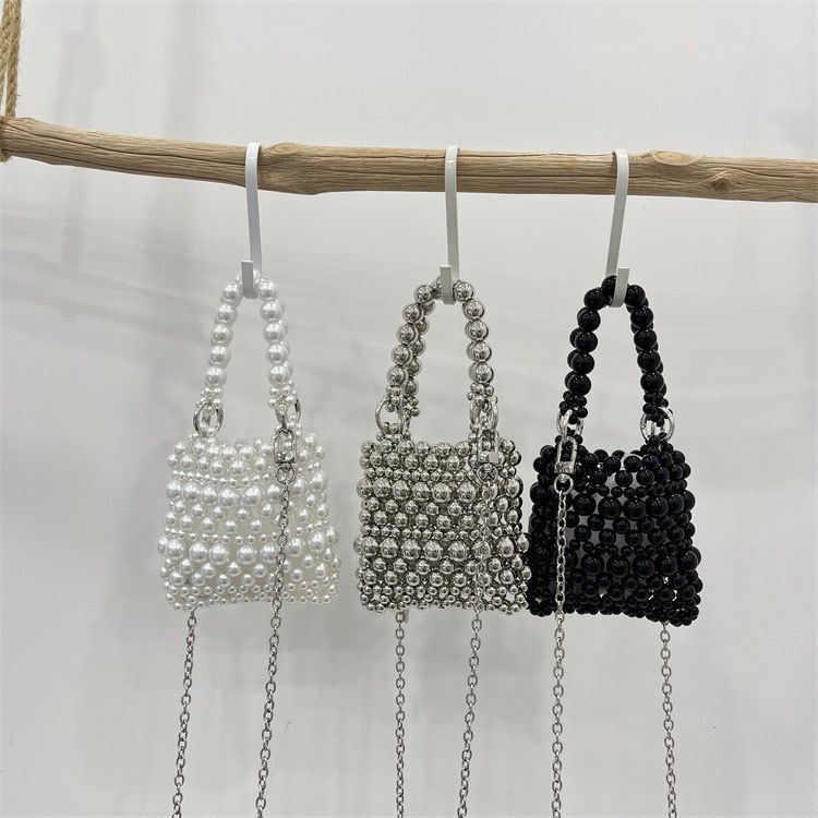 High-End Versatile Pearl Bag with Handmade Personalized Beading, Korean Style Ins Single Shoulder Crossbody Chain Trendy Small Square Beaded Bag High-End Versatile Pearl Bag with Handmade Personalized Beading, Korean Style Ins Single Shoulder Crossbody Chain Trendy Small Square Beaded Bag