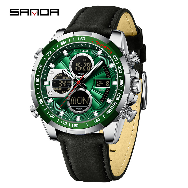 Reloj SANDA para hombre Reloj despertador cronógrafo impermeable Reloj electrónico Reloj deportivo luminoso multifuncional 5105