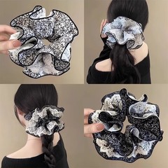 清新な小さい砕花の大きいサイズの髪輪の女性の新型の精巧な髪ひものレースの少女のフランス式の大きい腸の輪は髪飾りを刺します。