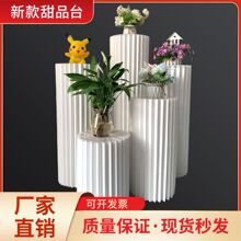 甜品台展示架婚庆折叠纸圆柱罗马柱摆件商场路引橱窗装饰布置用品