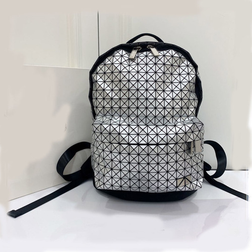 23 Original Factory New Geometric Diamond Grid Women's Bag Large Capacity Silicone Grid Dual Shoulder Bag Computer Backpack Student School Bag