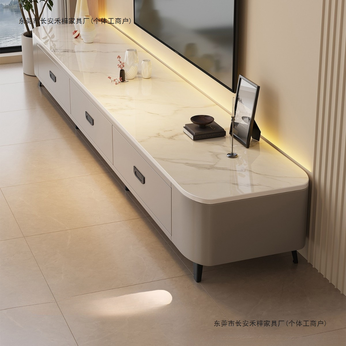 Slate Tv Cabinet Living Room Home Small Apartment Light Luxury High-End Modern Simple Floor-Standing Coffee Table Tv Cabinet Combination