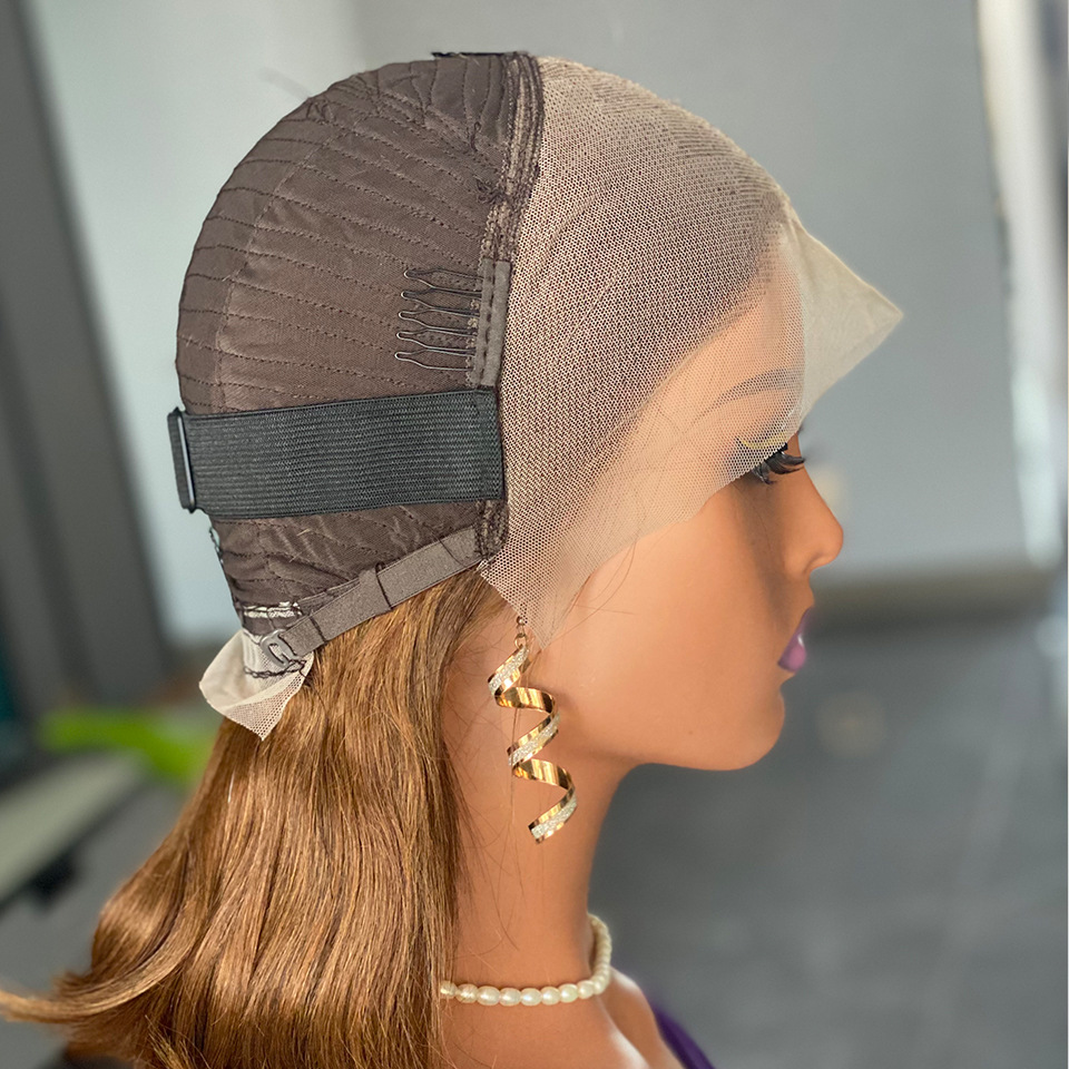 180 Density Bob wigs Piano Color Front Lace Human Hair Headband_voghion.com