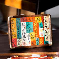 New Chinese Style Walnut Wood Calligraphy Small Shelf Photo Frame Ornament Paper Strip Creative DIY Character Niche Handwriting High-End