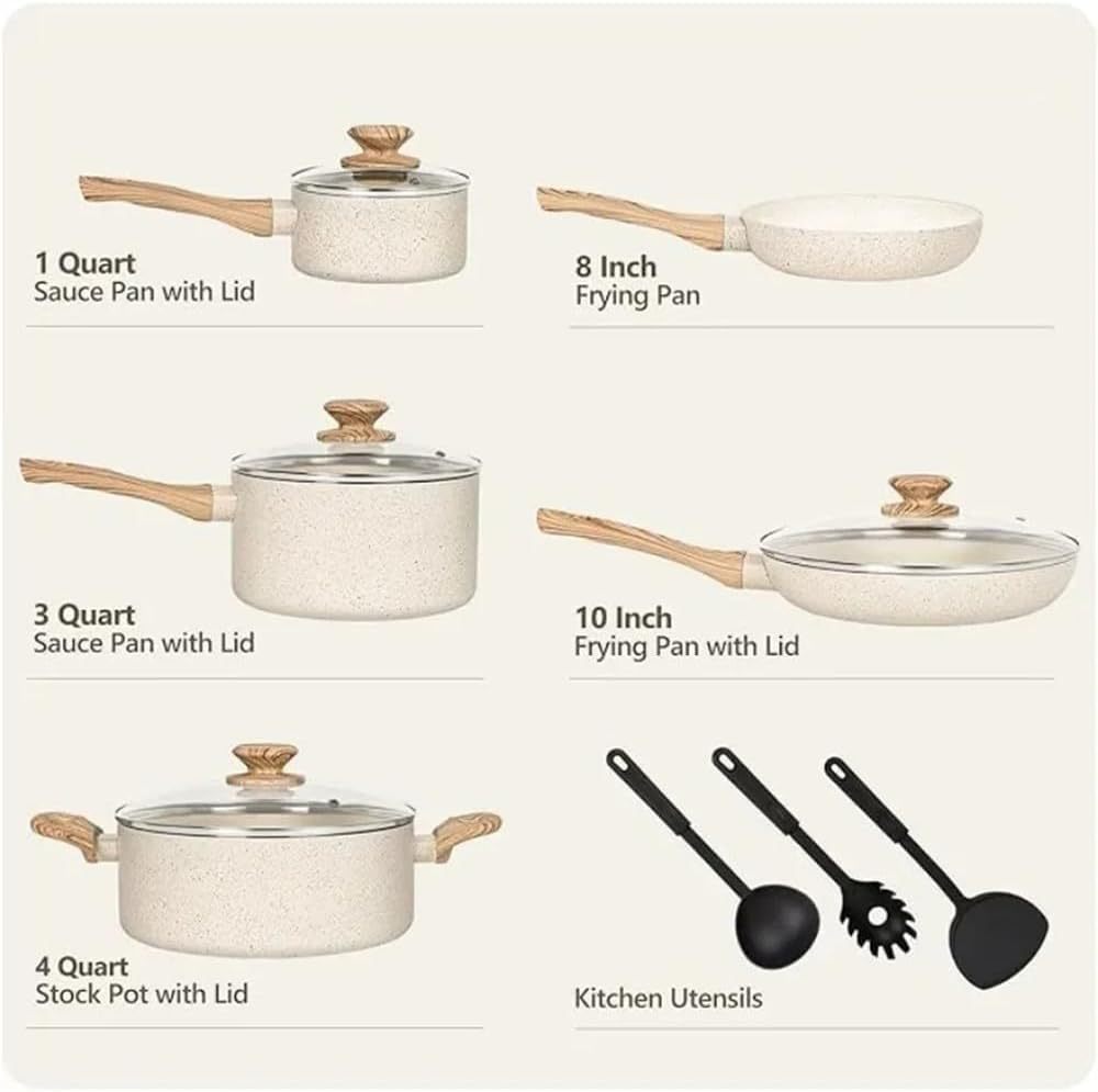 Juego de ollas de piedra médica para el hogar transfronterizo, sartén antiadherente, sartén, sartén, olla de sopa de leche, olla de regalo de cuatro piezas de tres piezas