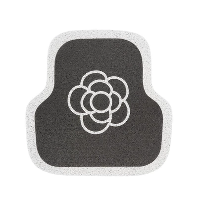 Car Mat Silk Circle Printed Universal Foot Pad - white-edge-camellia-foot-pad-rear