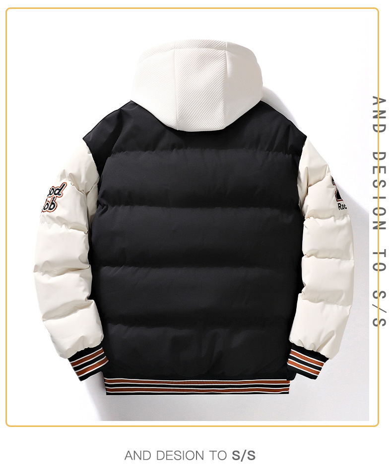 Men's Clothing men's winter fashion jacket trendy   two piece hooded letter printed bread coat couple cotton coat cotton jacket_voghion.com