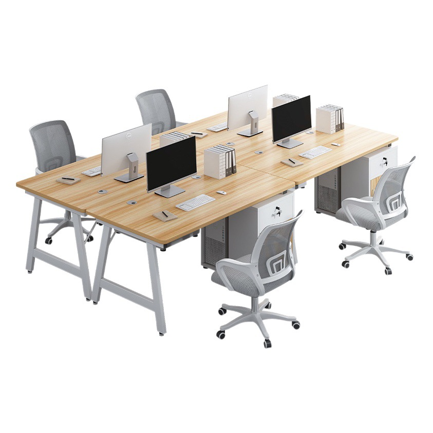Escritorio de computadora personal de oficina Estación combinación de mesa y silla para varias personas con gabinete lateral integrado Escritorio de oficina simple Escritorio de computadora