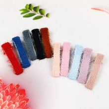 新款秋冬季发夹 棉布毛绒鸭嘴夹 5cm半包双叉一字夹 儿童头饰配件