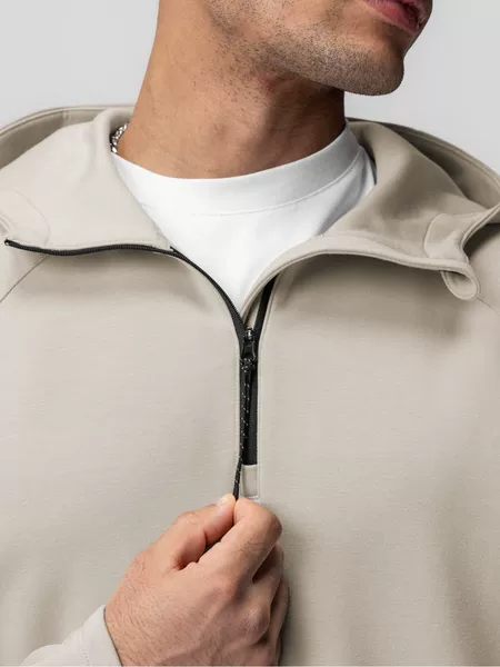 Crazy Muscle Men's Sports Casual Hooded Jacket Spring and Autumn Fitness Half Zipper High Collar European and American Loose Sweatshirt