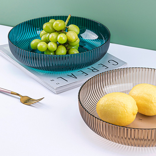 PET material fruit plate snack plate Chinese daily dining fruit plate household three-color simple fruit snack plate