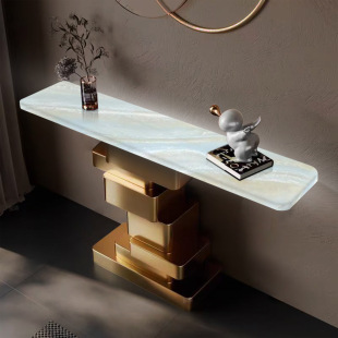 High-End Luminous Marble Porch Table Modern Casual and Light Luxury Living Room Corridor Entry Villa Designer Storage Table