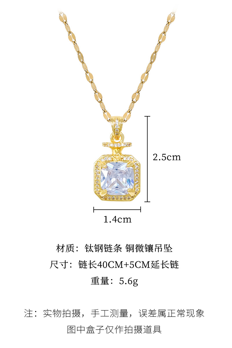 【 Titanium Steel 】 Perfume full diamond fashion, light luxury style, luxurious quality, full diamond necklace, versatile for women, collarbone chain, titanium steel chain pic 7