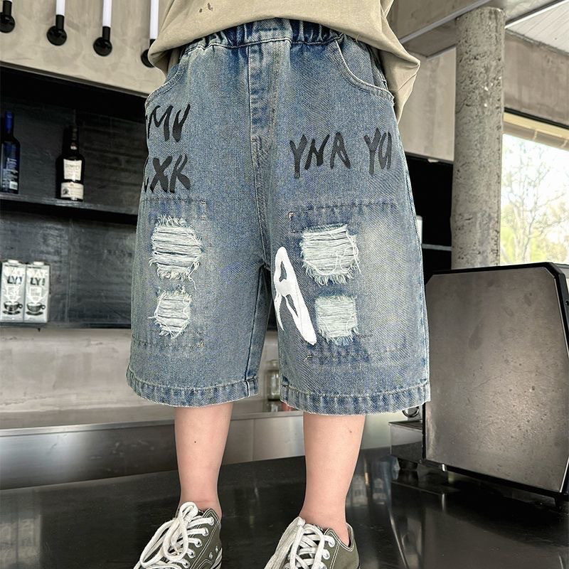Niños y niñas, ropa de niños, jeans, pantalones cortos, pantalones de verano sueltos, pantalones para niños, pantalones agujeros. image 3