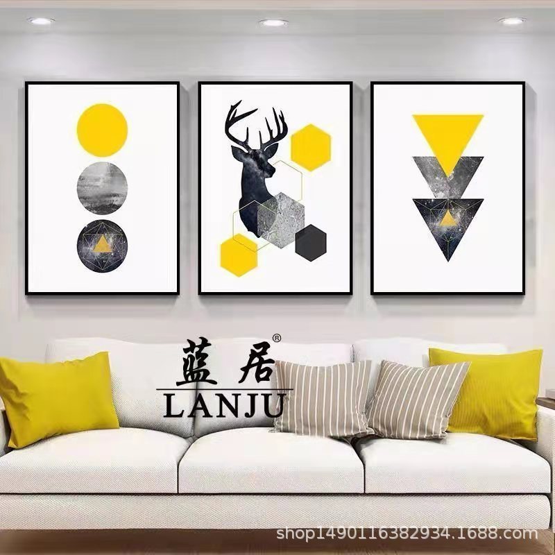メーカー客間装飾画北欧風ソファー背景壁壁画現代シンプル寝室レストラン壁画掛け画|undefined